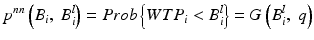 
$$ {p}^{nn}\left({B}_i,\;{B}_i^l\right)= Prob\left\{WT{P}_i<{B}_i^l\right\}=G\left({B}_i^l,\;q\right) $$
